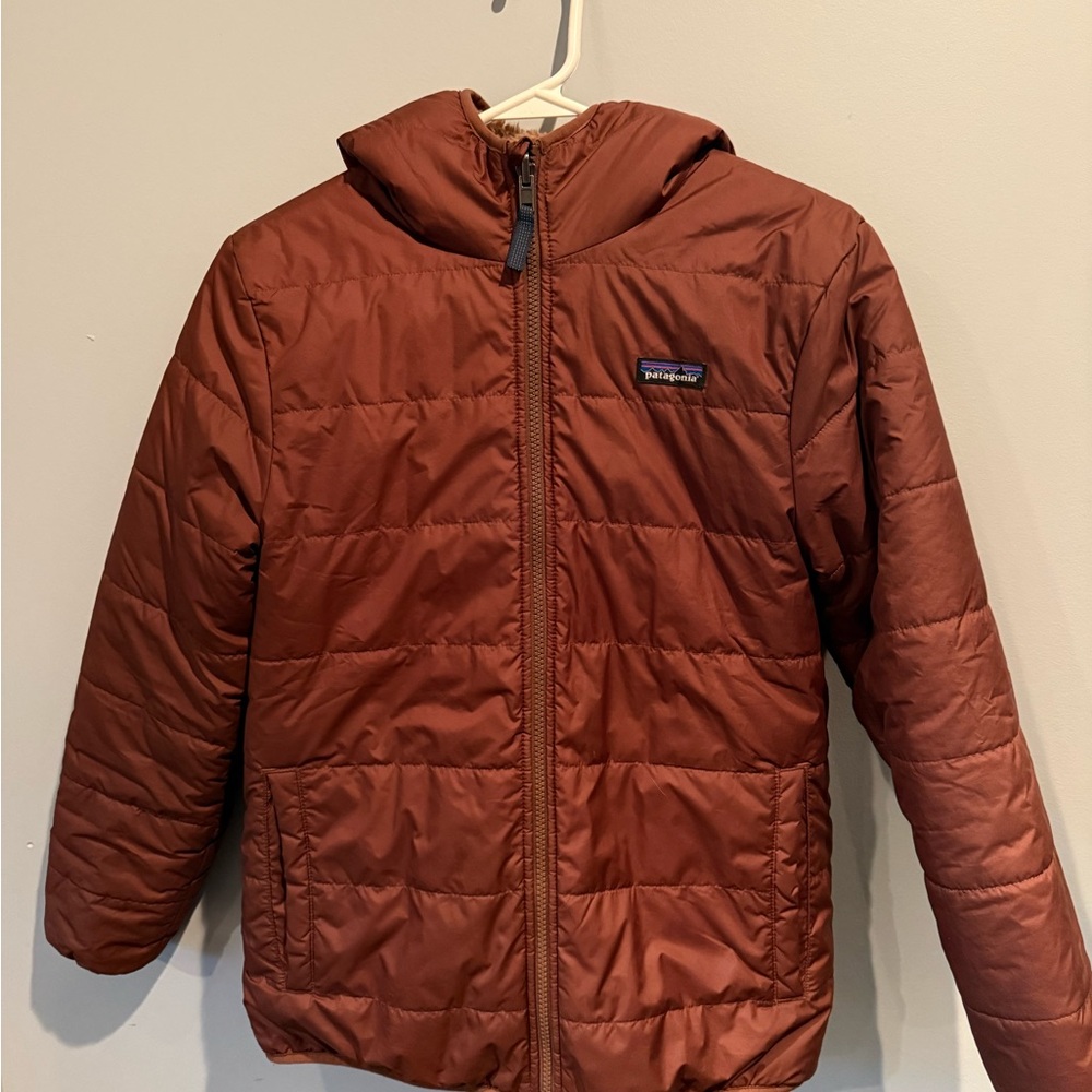 Patagonia Kids Brown reversible Shesrling Puffer Jacket